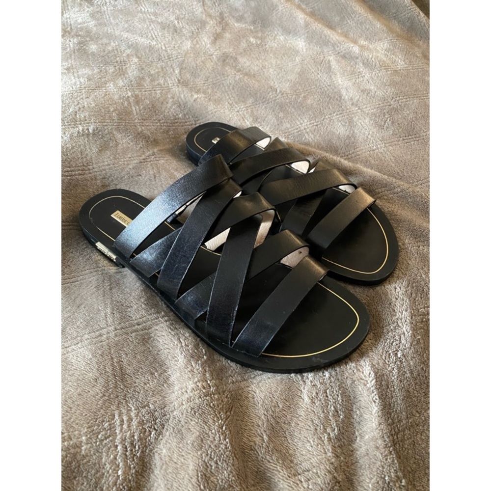 Black Leather Slides 🖤